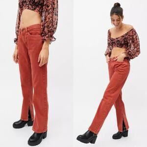 BDG Adalyn High Waisted Rust Split Hem‎ Jeans Size 26 Boho Western Cowboy Core